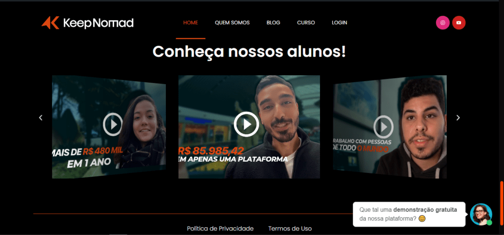 Curso Nômade Digital da Keep Nomade Alunos